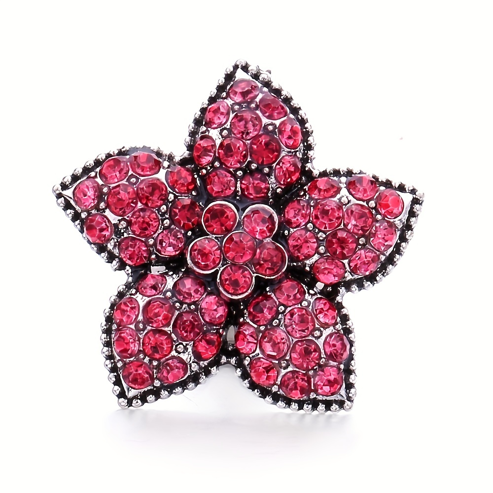 Alloy Flower Button Rhinestone Inlaid Bracelet Bangle